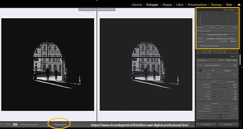 Adobe Lightroom prova colore profilo icc Saal Digital