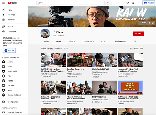 canale Youtube Kai W (Kaiman Wong)