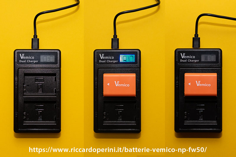 Carica batterie Vemico NP-FW50 per macchine fotografiche Sony