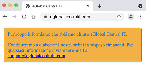 chiusura eglobalcentral Italia