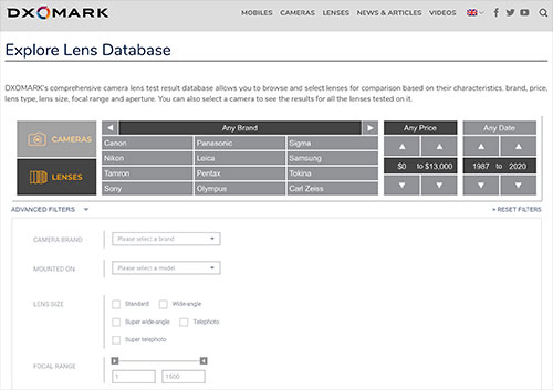 Dxomark test obiettivi confronto