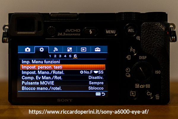 Impostare tasti personalizzati fotocamera Sony a6000