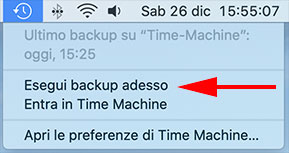Apple iMac esegui backup adesso Time Machine
