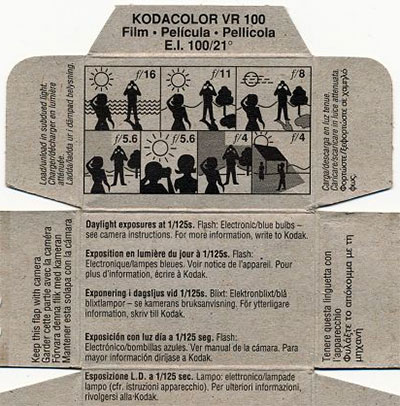 Regola 16 rullino fotografico Kodak Kodacolor VR 100